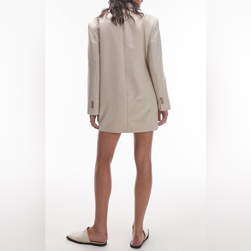 Topshop Side Button Long Sleeve Dad’s Blazer Dress Sage Green, Size US6 - Picture 8 of 8